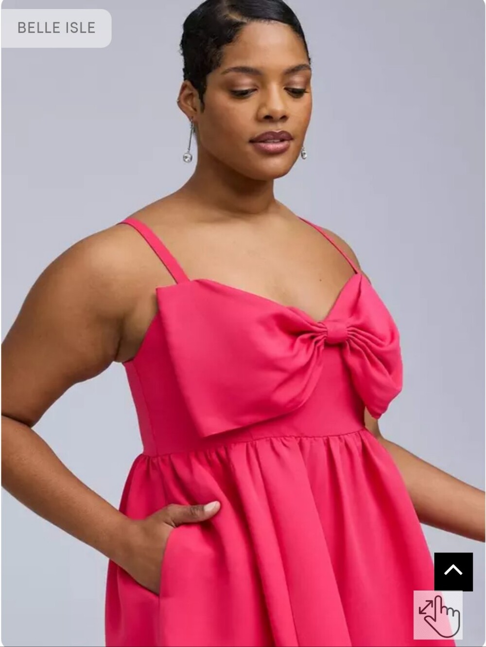 Bow Midi Dress in Bright Pink - Picture 4 of 5